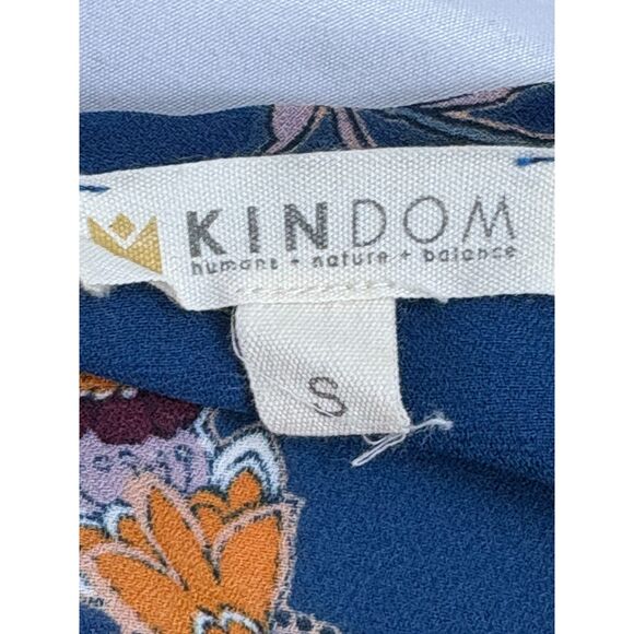 Kindom Batwing Sleeve Blue Tunic Dress Floral Size S Gypsy Boho Ethnic Beachy - Picture 7 of 10